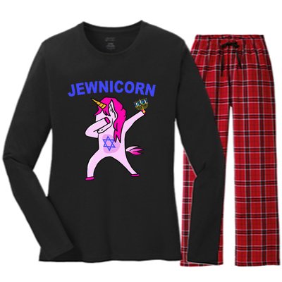 Jewnicorn Funny Hanukkah Hanukkah Pajamas Women's Long Sleeve Flannel Pajama Set 