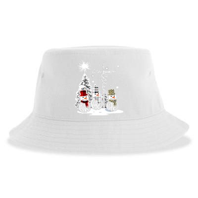 Jesus Faith Hope Love Snowman Funny Xmas For Christian Sustainable Bucket Hat