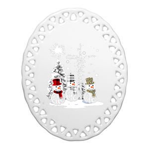 Jesus Faith Hope Love Snowman Funny Xmas For Christian Ceramic Oval Ornament