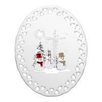 Jesus Faith Hope Love Snowman Funny Xmas For Christian Ceramic Oval Ornament