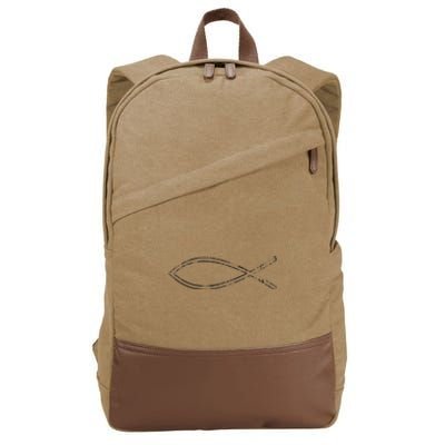 Jesus Fish Ichthys Ichthus Christian Faith Symbol Cotton Canvas Backpack