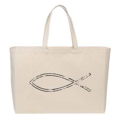 Jesus Fish Ichthys Ichthus Christian Faith Symbol Cotton Canvas Jumbo Tote