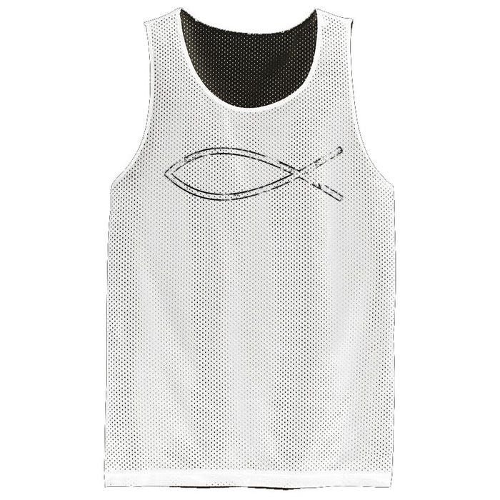 Jesus Fish Ichthys Ichthus Christian Faith Symbol Mesh Reversible Basketball Jersey Tank