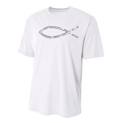 Jesus Fish Ichthys Ichthus Christian Faith Symbol Performance Sprint T-Shirt