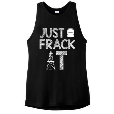 Just Frack It Funny Fracking Logo Ladies PosiCharge Tri-Blend Wicking Tank