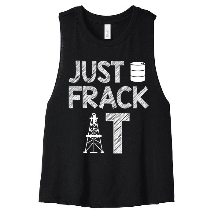 Just Frack It Funny Fracking Logo Women's Racerback Cropped Tank