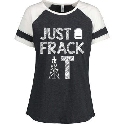 Just Frack It Funny Fracking Logo Enza Ladies Jersey Colorblock Tee