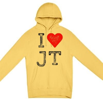 Jt Fans Initials Red Heart Women I Love Jt Premium Pullover Hoodie