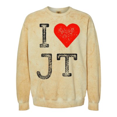 Jt Fans Initials Red Heart Women I Love Jt Colorblast Crewneck Sweatshirt