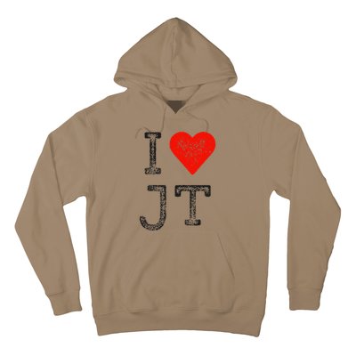 Jt Fans Initials Red Heart Women I Love Jt Hoodie