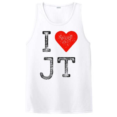 Jt Fans Initials Red Heart Women I Love Jt PosiCharge Competitor Tank