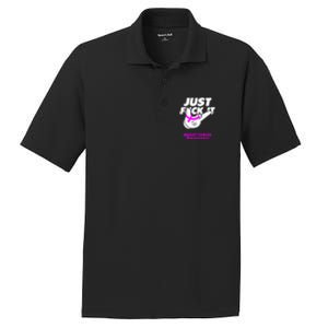 Just Fuck It Warrior Support Breast Cancer Awareness Gifts PosiCharge RacerMesh Polo