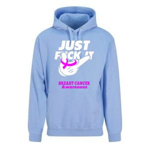 Just Fuck It Warrior Support Breast Cancer Awareness Gifts Unisex Surf Hoodie