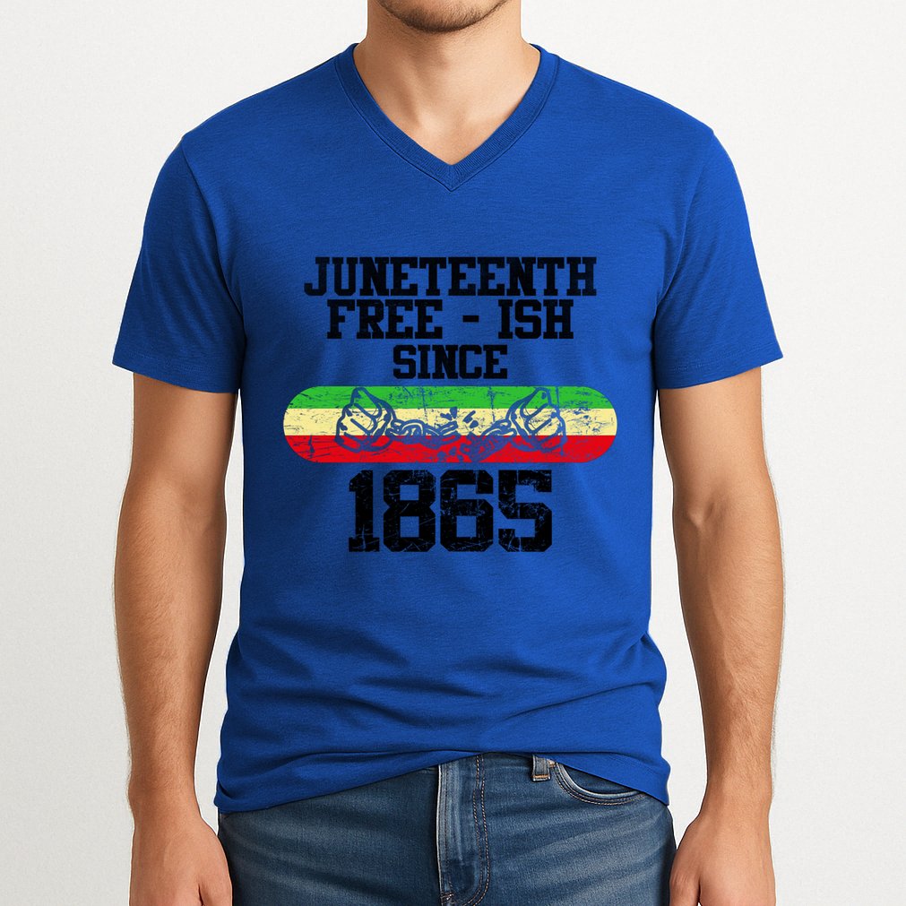 Junenth Free Ish Since 1865 Gift V-Neck T-Shirt