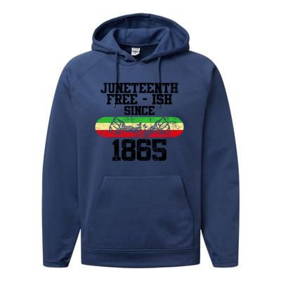 Junenth Free Ish Since 1865 Gift Performance Fleece Hoodie