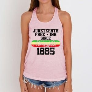 Junenth Free Ish Since 1865 Gift Women's Knotted Racerback Tank