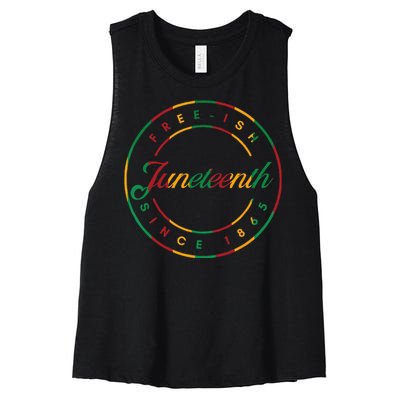 Juneteenth Free Ish Since 1865 Celebrate Black Freedom HBCU Women's Racerback Cropped Tank