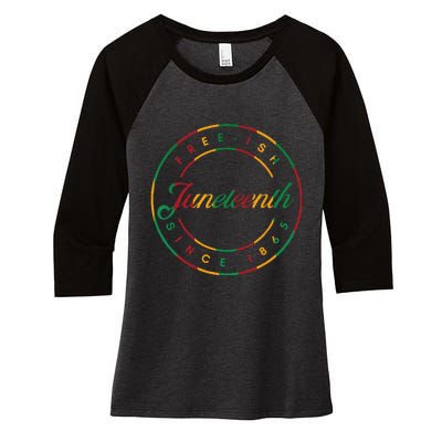 Juneteenth Free Ish Since 1865 Celebrate Black Freedom HBCU Women's Tri-Blend 3/4-Sleeve Raglan Shirt