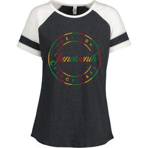 Juneteenth Free Ish Since 1865 Celebrate Black Freedom HBCU Enza Ladies Jersey Colorblock Tee