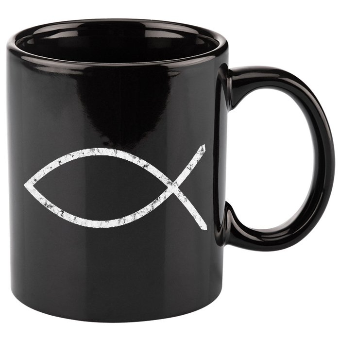 Jesus Fish Ichthy Ichthus Emblem Christian Faith Symbol 11oz C Handle Ceramic Mug