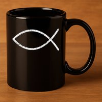 Jesus Fish Ichthy Ichthus Emblem Christian Faith Symbol 11oz C Handle Ceramic Mug