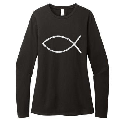 Jesus Fish Ichthy Ichthus Emblem Christian Faith Symbol Womens CVC Long Sleeve Shirt