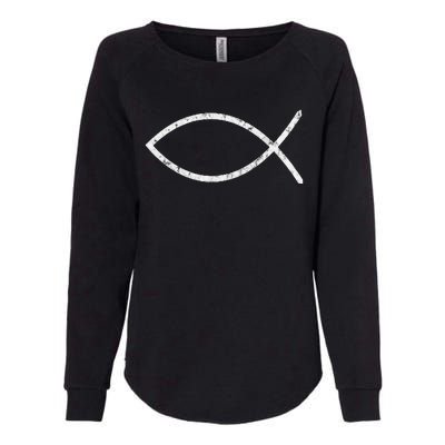 Jesus Fish Ichthy Ichthus Emblem Christian Faith Symbol Womens California Wash Sweatshirt