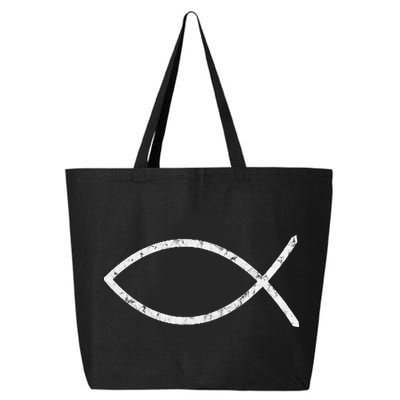 Jesus Fish Ichthy Ichthus Emblem Christian Faith Symbol 25L Jumbo Tote