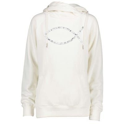 Jesus Fish Ichthy Ichthus Emblem Christian Faith Symbol Womens Funnel Neck Pullover Hood