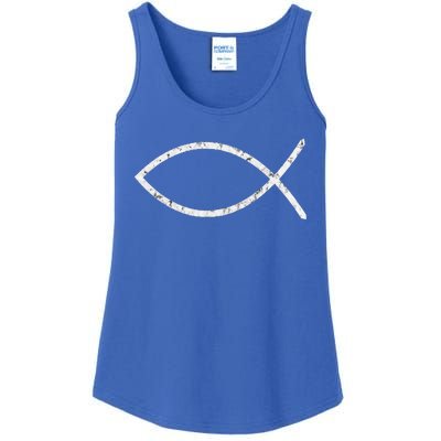 Jesus Fish Ichthy Ichthus Emblem Christian Faith Symbol Ladies Essential Tank