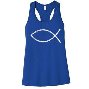 Jesus Fish Ichthy Ichthus Emblem Christian Faith Symbol Women's Racerback Tank