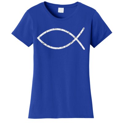 Jesus Fish Ichthy Ichthus Emblem Christian Faith Symbol Women's T-Shirt