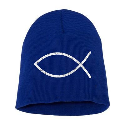 Jesus Fish Ichthy Ichthus Emblem Christian Faith Symbol Short Acrylic Beanie