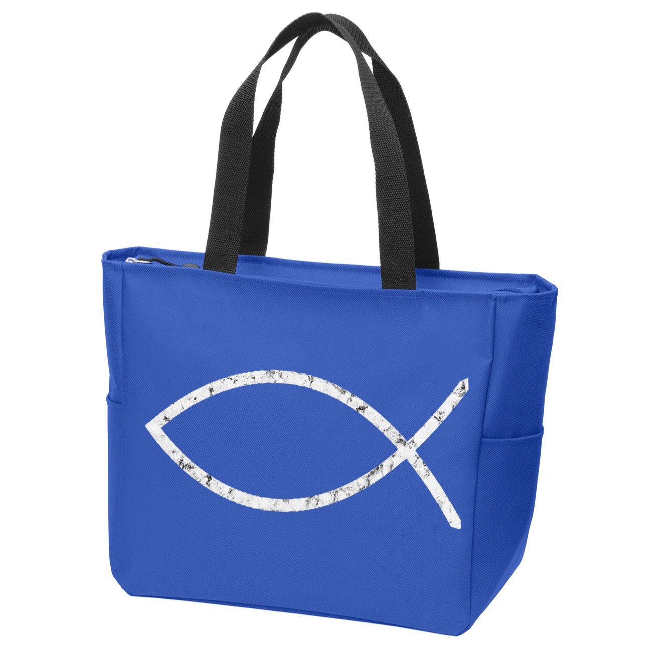 Jesus Fish Ichthy Ichthus Emblem Christian Faith Symbol Zip Tote Bag