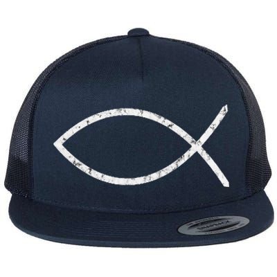 Jesus Fish Ichthy Ichthus Emblem Christian Faith Symbol Flat Bill Trucker Hat