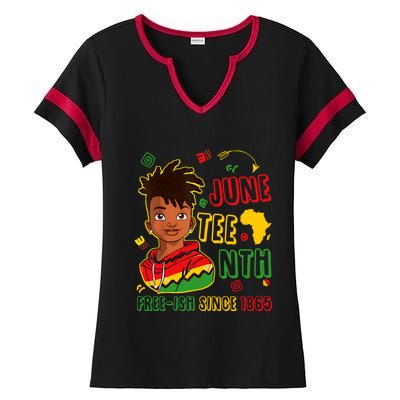 Juneteenth Free Ish Since 1865 African Black Freedom Gift Ladies Halftime Notch Neck Tee