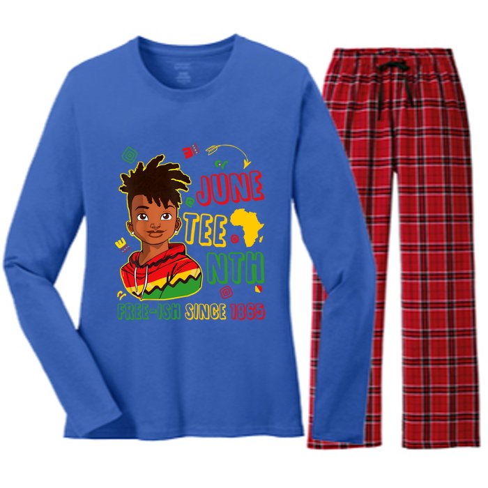 Juneteenth Free Ish Since 1865 African Black Freedom Gift Women's Long Sleeve Flannel Pajama Set 