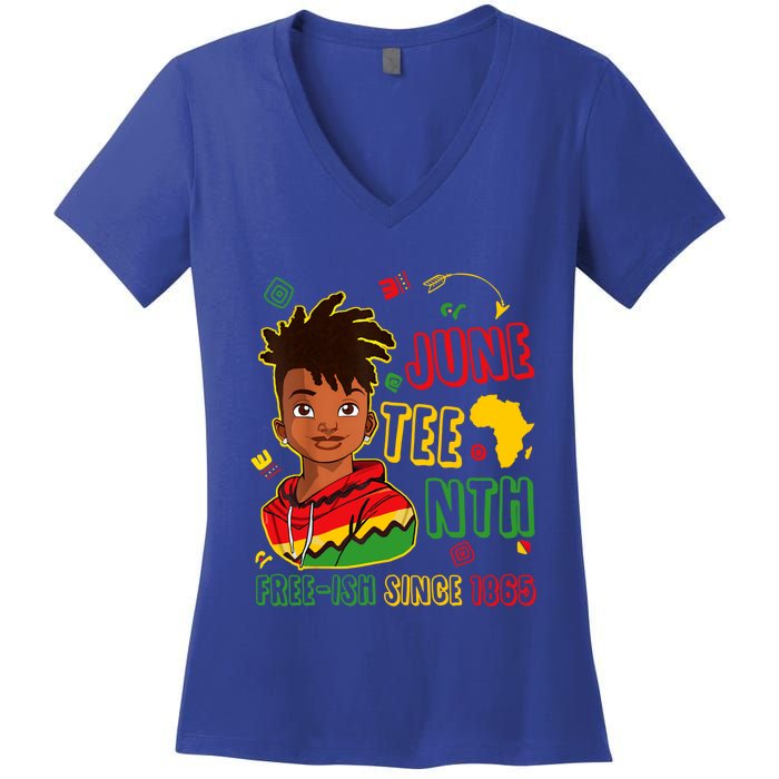 Juneteenth Free Ish Since 1865 African Black Freedom Gift Women's V-Neck T-Shirt