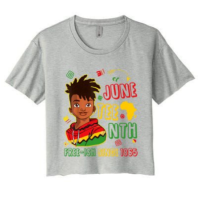 Juneteenth Free Ish Since 1865 African Black Freedom Gift Women's Crop Top Tee