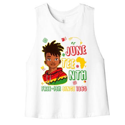 Juneteenth Free Ish Since 1865 African Black Freedom Gift Women's Racerback Cropped Tank