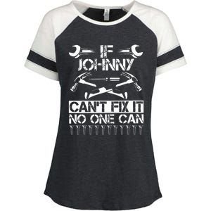 Johnny Fix It Funny Birthday Personalized Name Dad Gift Idea Enza Ladies Jersey Colorblock Tee