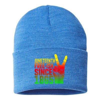 Juneteenth Free Ish Since 1865 Great Gift Celebration Black Month Gift Sustainable Knit Beanie