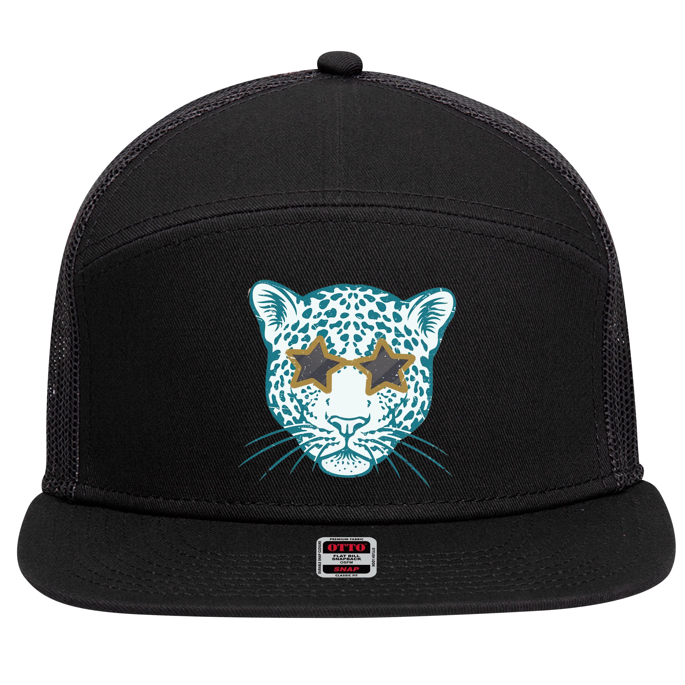 Football Jags Leopard Star 7 Panel Mesh Trucker Snapback Hat