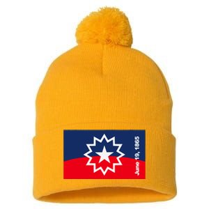 Juneteenth Flag Pom Pom 12in Knit Beanie