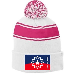 Juneteenth Flag Stripe Pom Pom Beanie