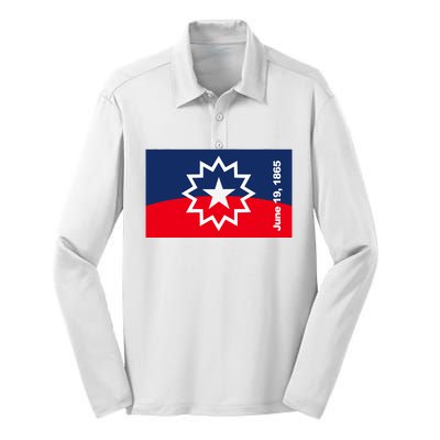 Juneteenth Flag Silk Touch Performance Long Sleeve Polo