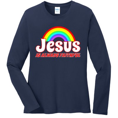 Jesus Faithful Ladies Long Sleeve Shirt