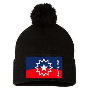 Junenth Flag Pom Pom 12in Knit Beanie