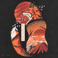 Japanese Fox 7 Panel Mesh Trucker Snapback Hat