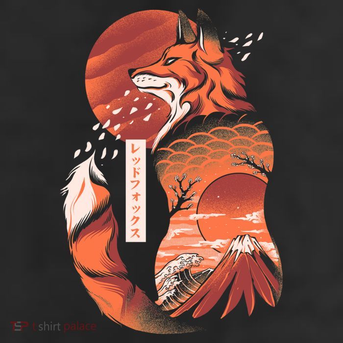 Japanese Fox 7 Panel Mesh Trucker Snapback Hat